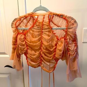 Orange rouched EsterManas blouse size M/L